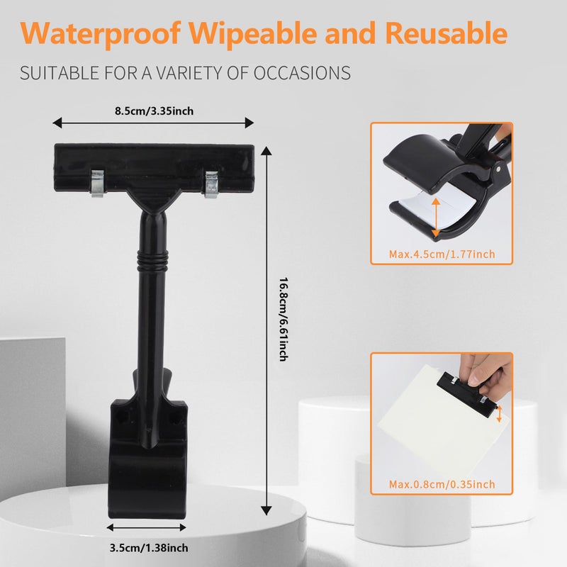 Mlici Sign Clips Merchandise Sign, Plastic Adjustable Clip Sign Holder Stand POP Clamp, 8 Pieces Clip-on Style Double Head Display Clips Rotating Swivel Sign Tag for Shelf Label Card - Image 3
